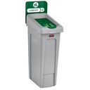 Rubbermaid Commercial Slim Jim Recycling Station, 87 L, Single Stream, Compostable Materials