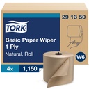 Tork Basic Paper Wiper Roll, 9 in, 1,150 ft, Natural, Case of 4 Rolls