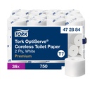 Tork Premium Coreless Bath Tissue, 2-Ply, White, Case of 36 Rolls x 750 Sheets