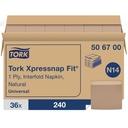 Tork Xpressnap N14 Table Napkin, 1-Ply, C-Fold, Brown, Case of 36 Packs x 240 Sheets