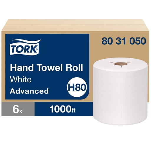 Tork Rouleau d'essuie-mains à encoches H80 Advanced, blanc, 1 000 pi, caisse de 6