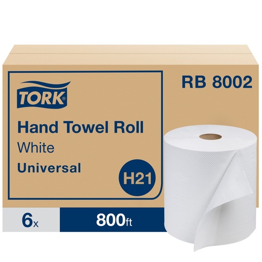 Tork Rouleau d'essuie-mains Universal H21, 1 pli, blanc, 243,8 m (800 pi), caisse de 6