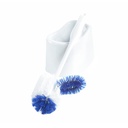 Globe Commercial Deluxe Toilet Bowl Brush and Holder Set, Dual Cleaning Head, 16"