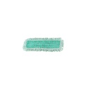 Globe Commercial Microfiber Flat Mop Pad, Dry with Fringe, Green, 18"