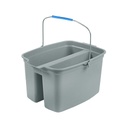 Globe Commercial Dual-Compartment Bucket, Grey, 15 qt