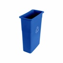 Globe Commercial Slim Recycling Container, 23 gal, Blue